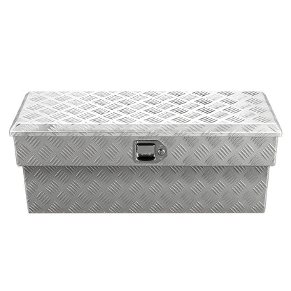 Truck Bed Tool Box, Heavy Duty Aluminum Tool Box with Tread Patterns, Storage Toolbox Chest Organizer with Lock and Key, Ideal for Pickup, Truck Bed, RV, Trailer, 864 x 305 x 390 mm, Silver