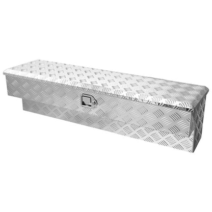 Truck Bed Tool Box, Heavy Duty Aluminum Tool Box with Tread Patterns, Storage Toolbox Chest Organizer with Lock and Key, Ideal for Pickup, Truck Bed, RV, Trailer, 1219 x 340 x 330 mm, Silver