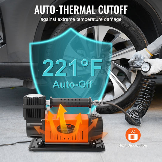 12V Heavy Duty Air Compressor 150 PSI, Portable Tire Inflator for Offroad Vehicles