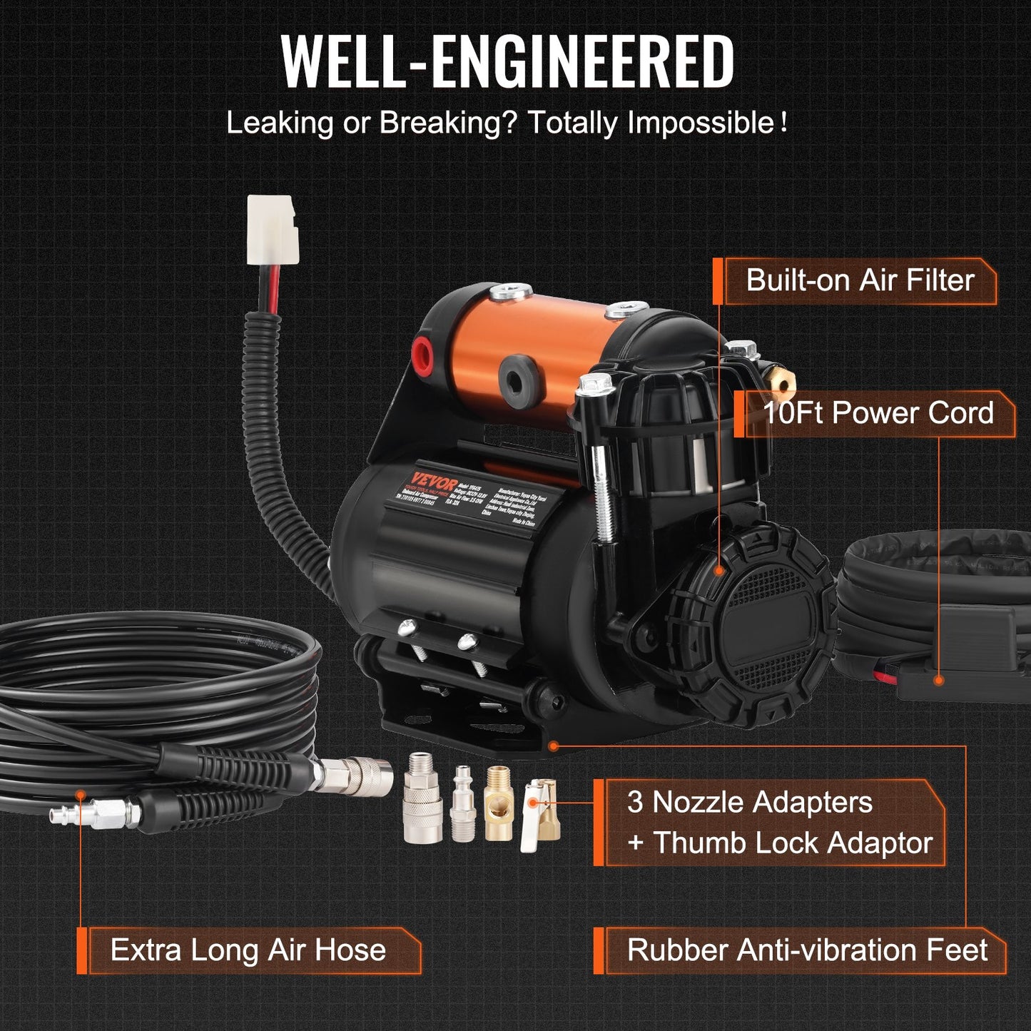 VEVOR Onboard Air Compressor Kit 150PSI Offroad Air Compressor Portable Tire Inflator