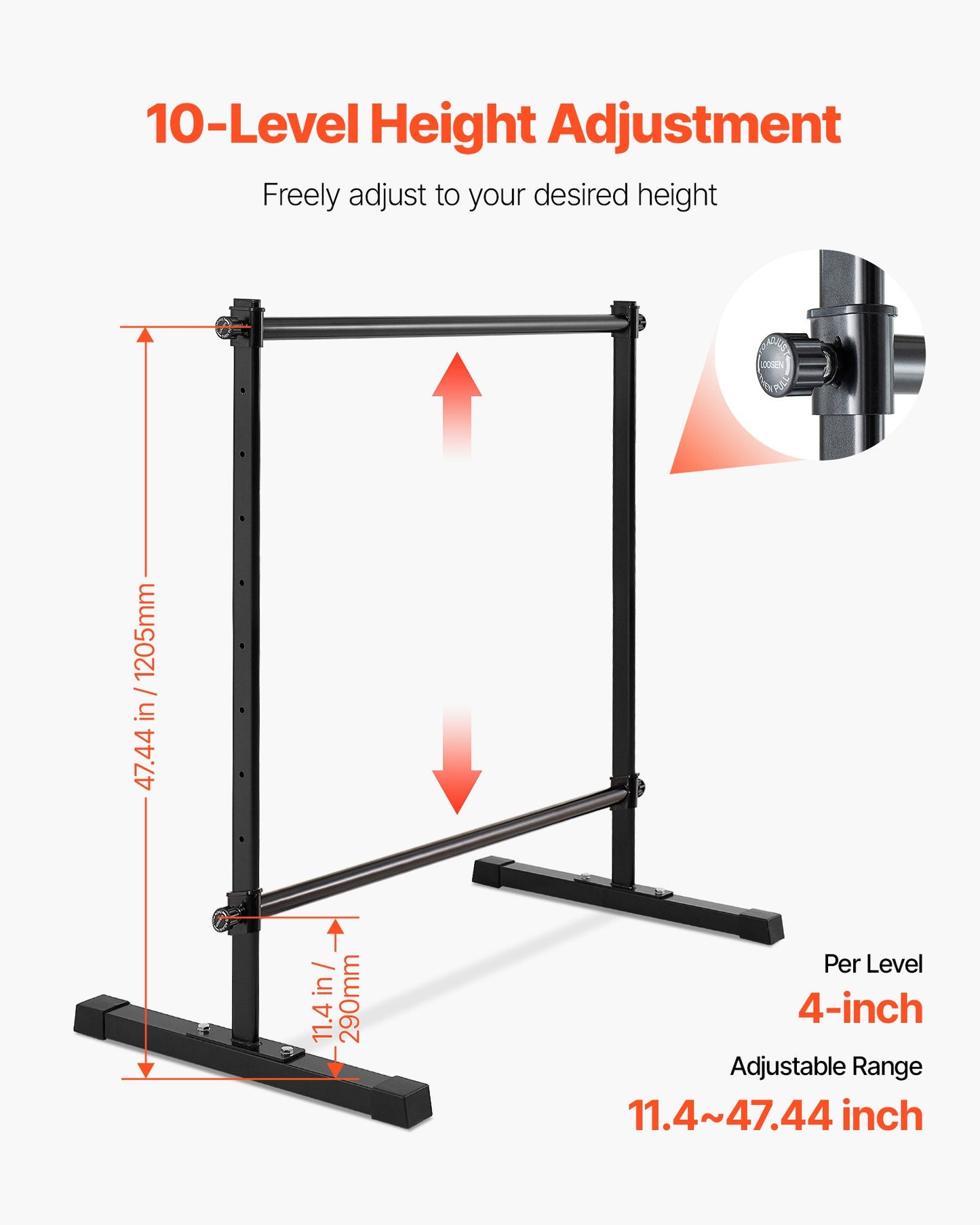 Ballet Barre, Double Barre Bar for Home, Freestanding Portable Ballet Stretching Dance Bars, Height Adjustable Anti-Wobble Fitness Gym Studio Equipment, for Pilates Balance Workout