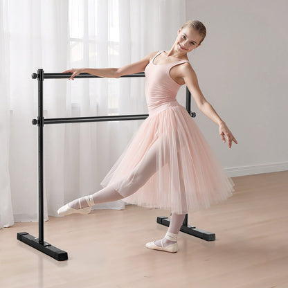 Ballet Barre, Double Barre Bar for Home, Freestanding Portable Ballet Stretching Dance Bars, Height Adjustable Anti-Wobble Fitness Gym Studio Equipment, for Pilates Balance Workout