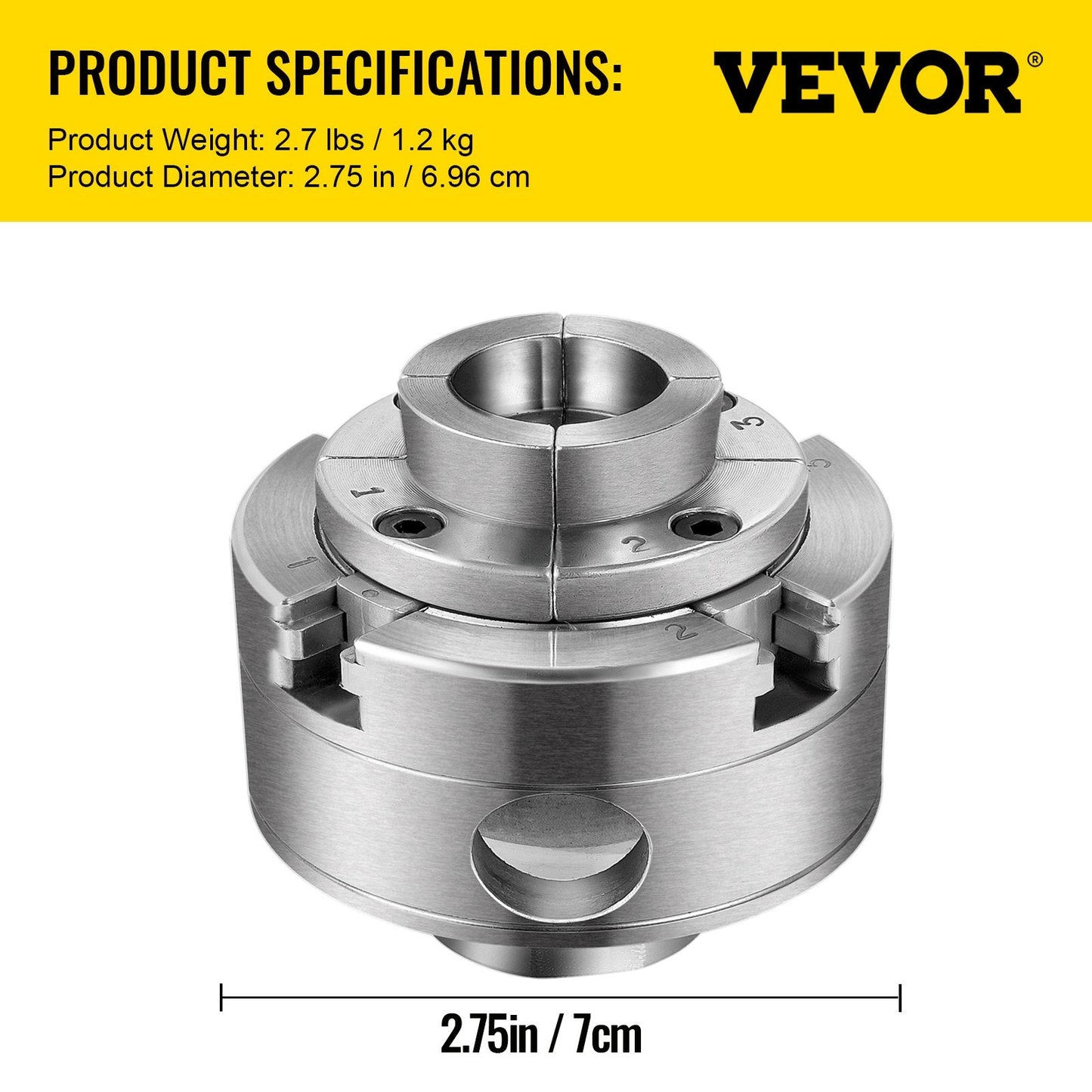 Mini Lathe Chuck 4 Jaw Self-Centering, 1 m x 8 TPI Thread, 1.23 kg Steel
