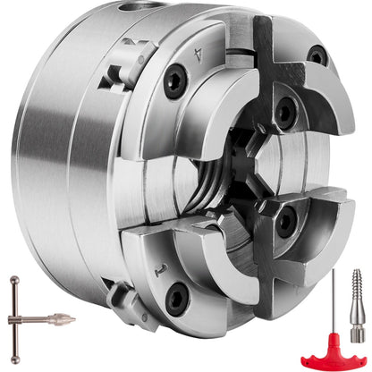 Mini Lathe Chuck 4 Jaw Self-Centering, 1 m x 8 TPI Thread, 1.23 kg Steel
