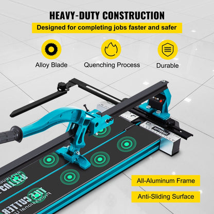 24-inch Tile Cutter with Laser Guide, Single Rail & Dual Brackets, 6-15mm Thick