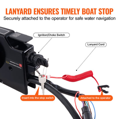 VEVOR Boat Throttle Control, 881170A15 Side-Mounted Outboard Remote Control Box