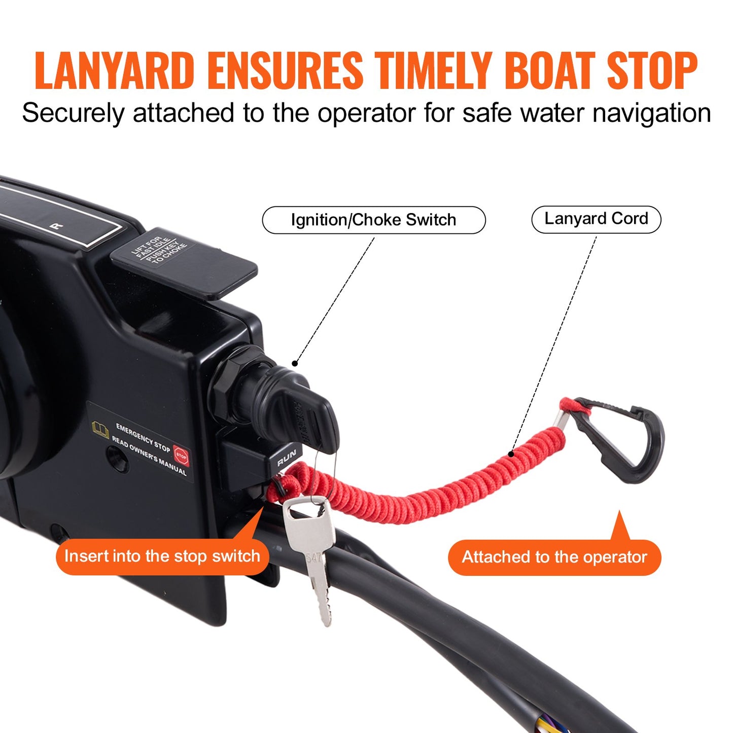 VEVOR Boat Throttle Control, 881170A13 Side-Mounted Outboard Remote Control Box