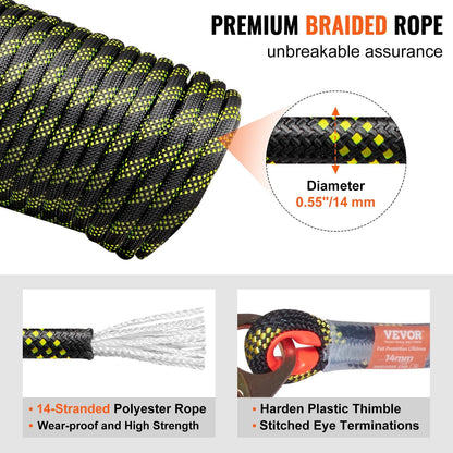 150ft (45.7m) Outdoor Climbing Rope with Steel Hooks and Energy Absorber