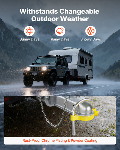 Trailer Hitch Lock Kit, Fits for 46 mm, 50.8 mm, 58.7 mm Couplers, Heavy-Duty Anti-Theft Trailer Ball Lock with Keys, Prying-Resistant, Adjustable Height Design for RVs, Boats, Trailers