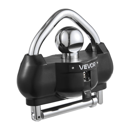 Trailer Hitch Lock, Fits for 46 mm, 50.8 mm, 58.7 mm Couplers, Heavy-Duty Anti-Theft Trailer Ball Lock with 3 Keys, Prying-Resistant, Adjustable Height Design for RVs, Boats, Trailers, Black