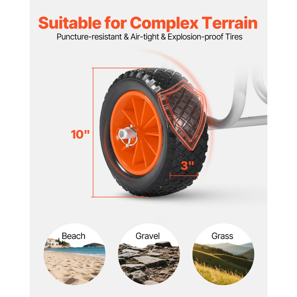 Kayak Cart 68.0 kg Stand Up Paddle Board Trolley with 25.4 cm Rubber Tires