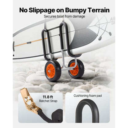 Kayak Cart 68.0 kg Stand Up Paddle Board Trolley with 25.4 cm Rubber Tires