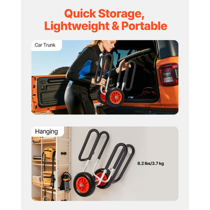 Kayak Cart 68.0 kg Stand Up Paddle Board Trolley with 25.4 cm Rubber Tires