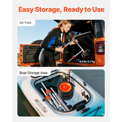 Kayak Cart, 113.4 kg Load Capacity, Canoe Cart Dolly with 19.1 cm Solid Rubber Tires & Kickstand, Assembles & Disassembles Within Seconds, Paddle Board Trolley for Kayaks, Canoes, Paddleboards