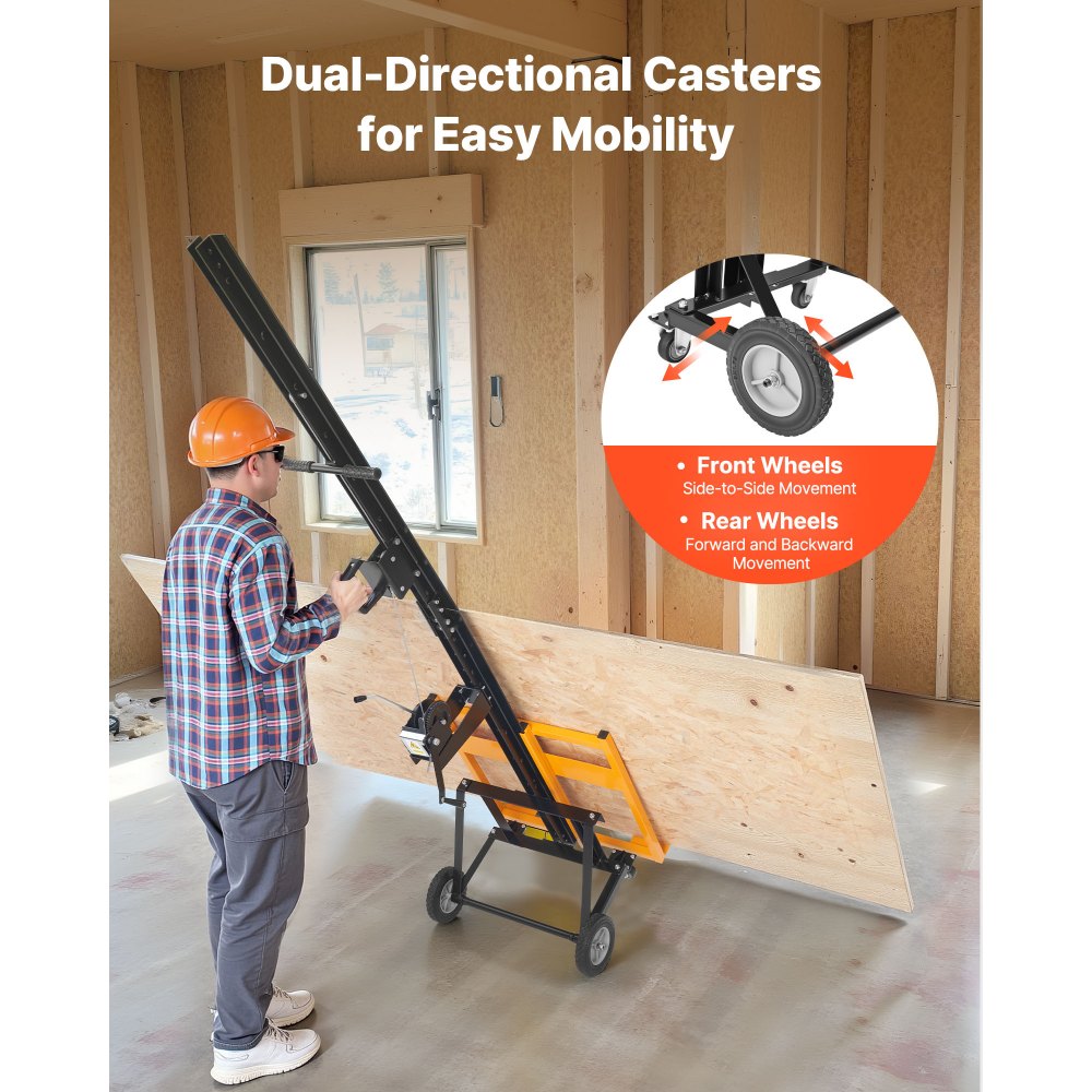Drywall Lift 68 kg Sheetrock Hoist for Wall Easy Transport Yellow