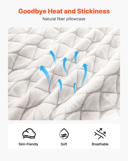 Bed Pillow for Sleeping, Queen Size Luxury Quality Hotel Pillow with Memory Foam Fill, Supportive & Adjustable, Includes Natural Firber Pillowcase, Bedding for Back, Stomach and Side Sleepers