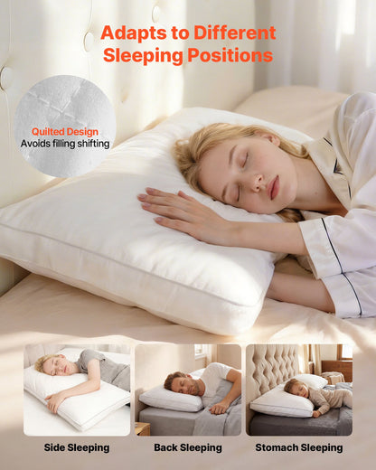 Bed Pillows for Sleeping, Set of 2, King Size Luxury Quality Hotel Pillows with Original Down Alternative Filling, Supportive and Fluffy, Bedding for Back, Stomach and Side Sleepers, White