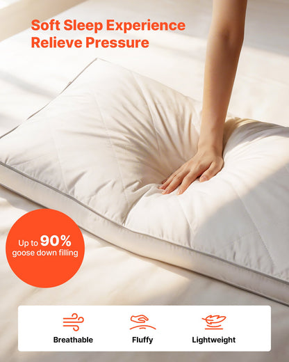 Bed Pillows for Sleeping, Set of 2, Queen Size Luxury Quality Hotel Pillows with Original Down Alternative Filling, Supportive and Fluffy, Bedding for Back, Stomach and Side Sleepers, White