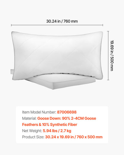Bed Pillows for Sleeping, Set of 2, Queen Size Luxury Quality Hotel Pillows with Original Down Alternative Filling, Supportive and Fluffy, Bedding for Back, Stomach and Side Sleepers, White