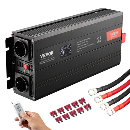 3000W Pure Sine Wave Inverter with Remote, LCD, USB & Type-C Ports
