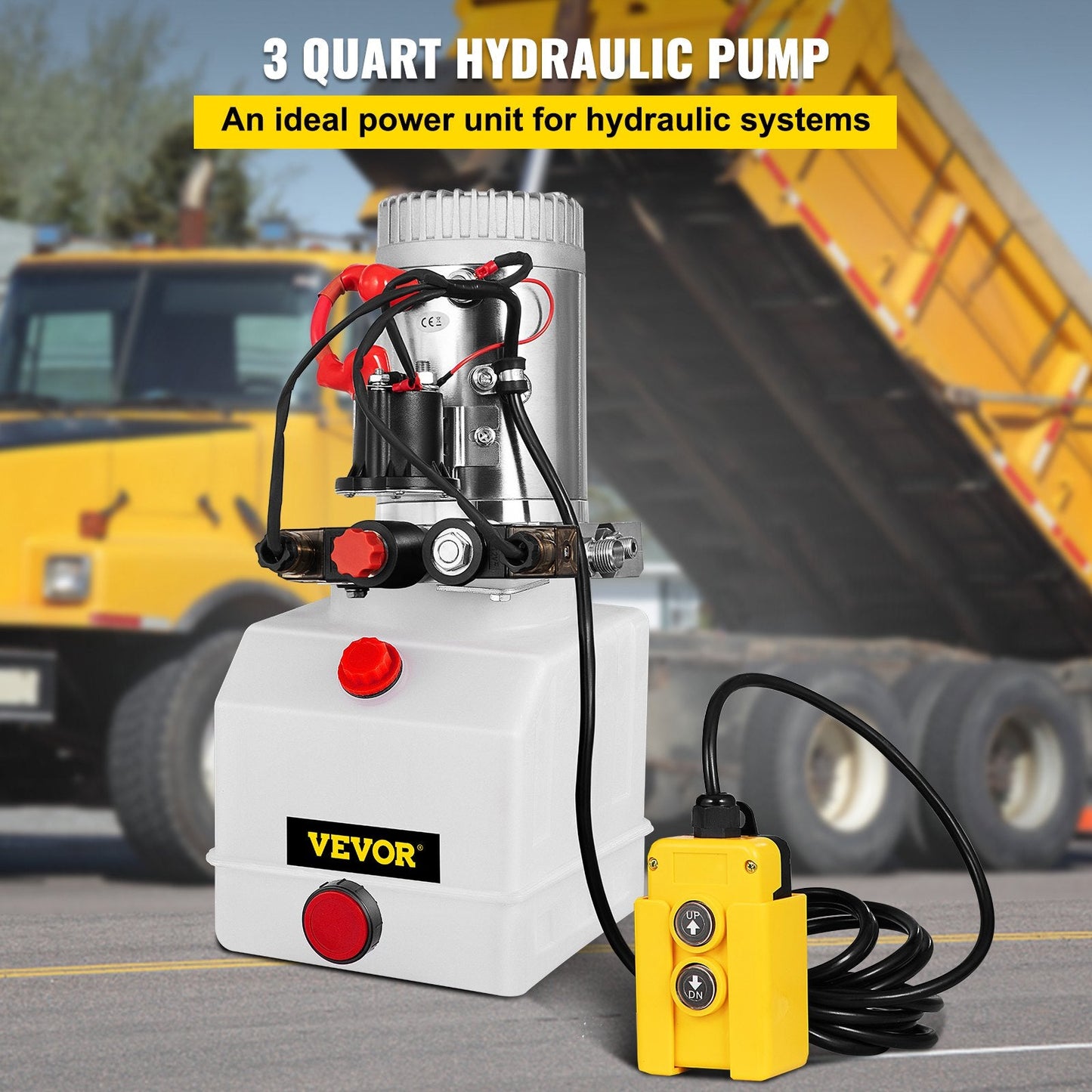 3L Double Acting Hydraulic Pump for Dump Trailer with Control Kit, 12V