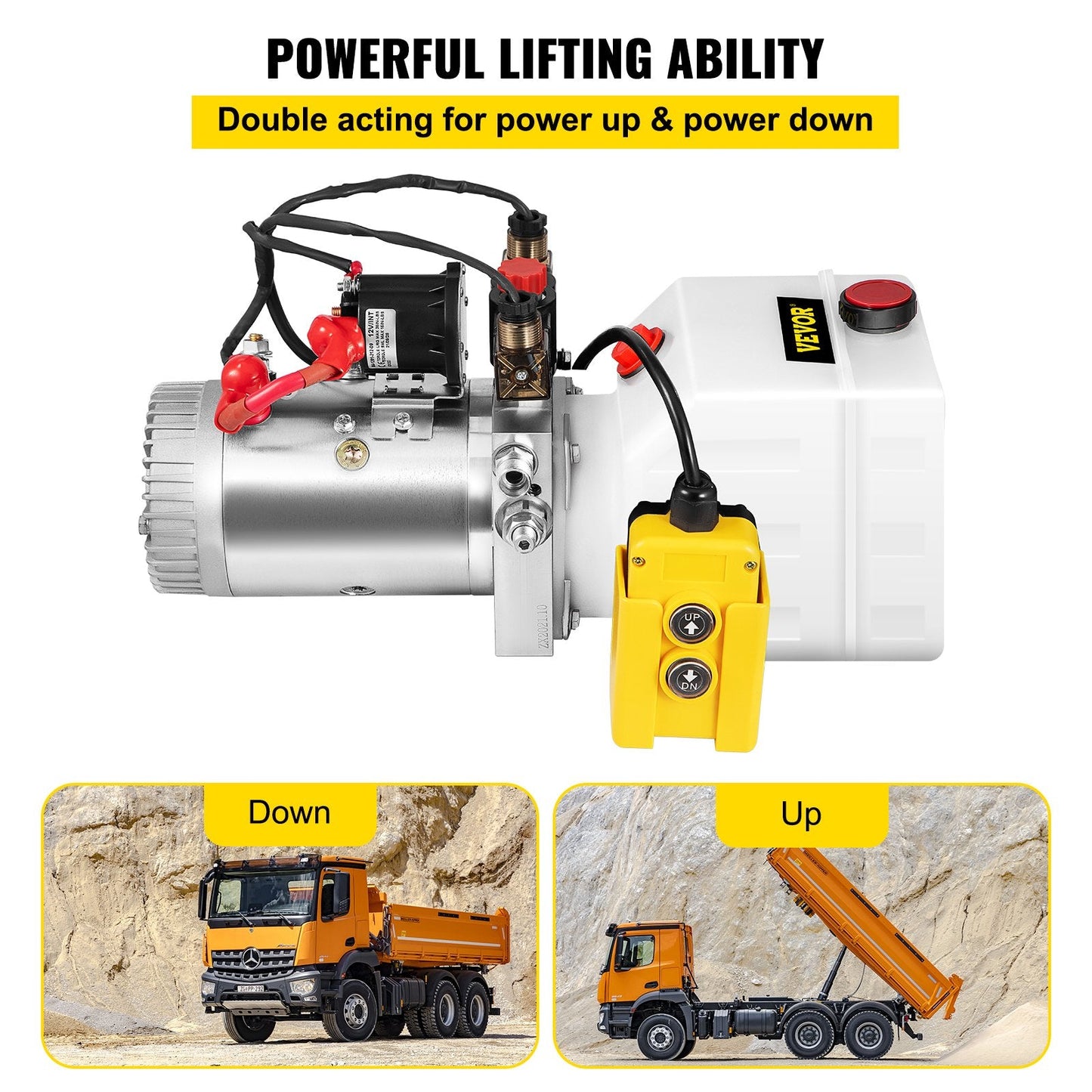 3L Double Acting Hydraulic Pump for Dump Trailer with Control Kit, 12V