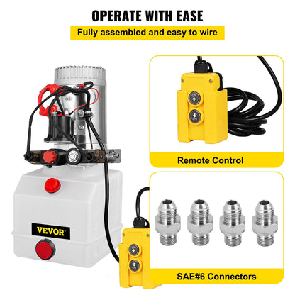 3L Double Acting Hydraulic Pump for Dump Trailer with Control Kit, 12V