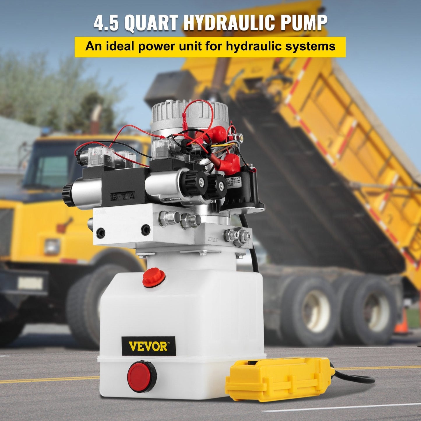 4.5L Double Acting Hydraulic Pump with Remote for Car Lift, 12V DC, 1600W