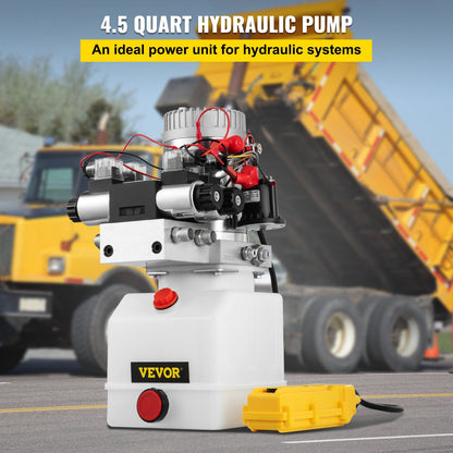 4.5L Double Acting Hydraulic Pump with Remote for Car Lift, 12V DC, 1600W