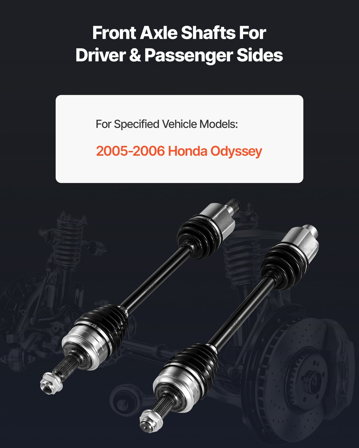 CV Axle Shaft Assembly, 2 Pieces Front Left & Right (Driver and Passenger Side), Automotive Replacement CV Joint Axles Pair Compatible with 2005-2006 Honda Odyssey, Alloy Steel & Carbon Steel