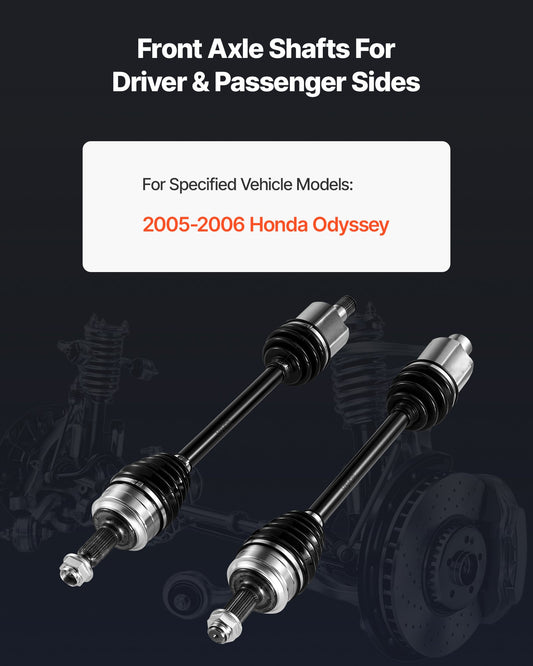 CV Axle Shaft Assembly, 2 Pieces Front Left & Right (Driver and Passenger Side), Automotive Replacement CV Joint Axles Pair Compatible with 2005-2006 Honda Odyssey, Alloy Steel & Carbon Steel
