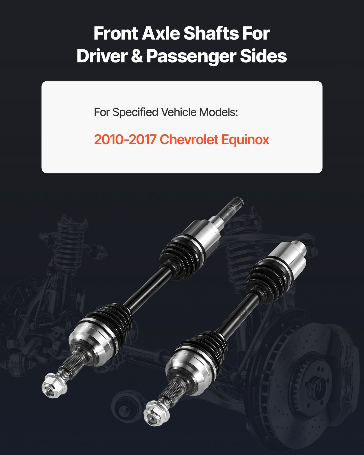 CV Axle Shaft Assembly, 2 Pieces Front Left & Right (Driver and Passenger Side), Automotive Replacement Joint Axles Pair Compatible with 2010-2017 Chevrolet Equinox, Alloy Steel & Carbon Steel