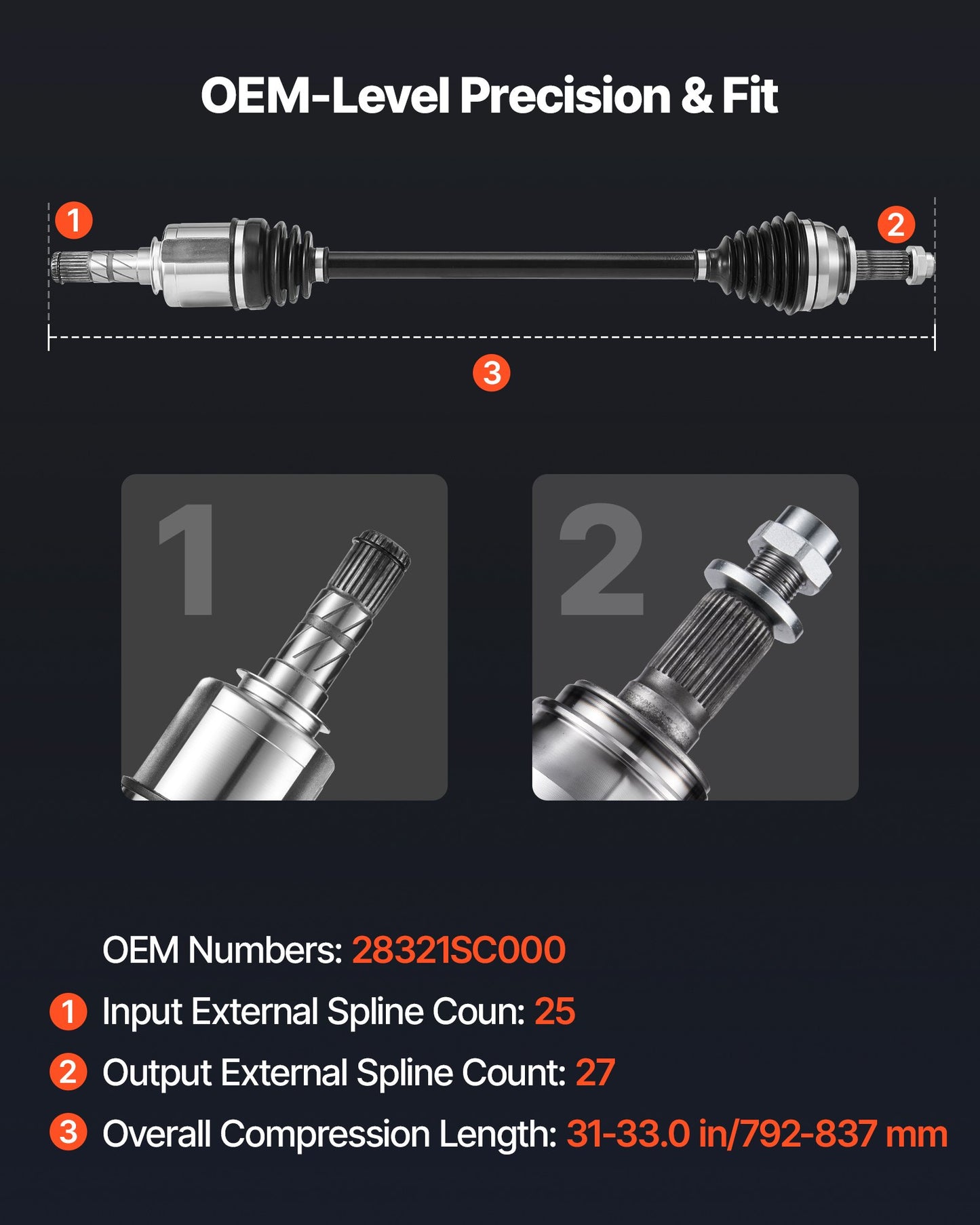 CV Axle Shaft Assembly, 2 Pieces Front Left & Right (Driver and Passenger Side), Automotive Replacement CV Joint Axles Pair Compatible with 2009-2013 Forester, Alloy Steel & Carbon Steel