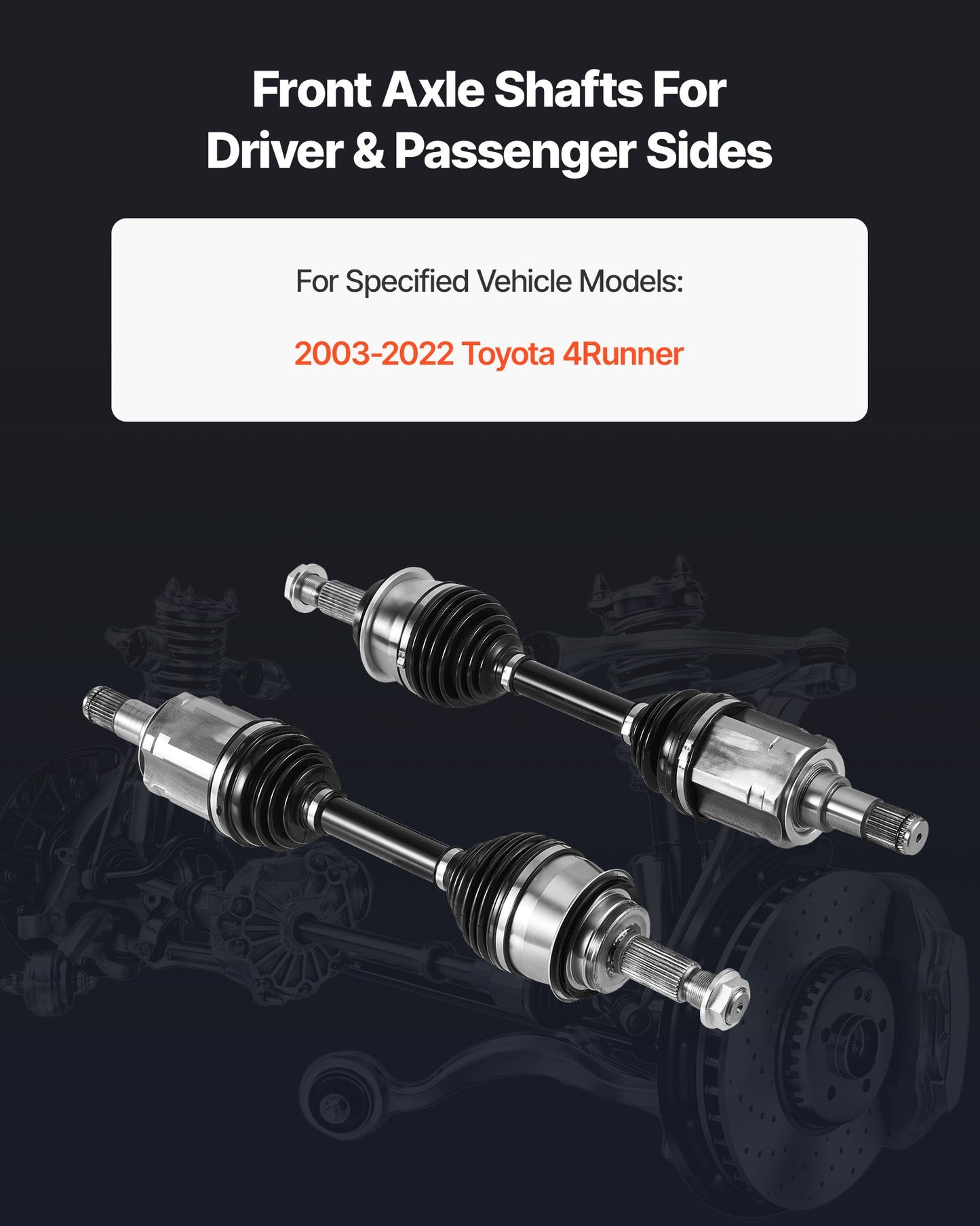 CV Axle Shaft Assembly, 2 Pieces Front Left & Right (Driver and Passenger Side), Automotive Replacement CV Joint Axles Pair Compatible with 2003-2022 Toyota 4Runner, Alloy Steel & Carbon Steel