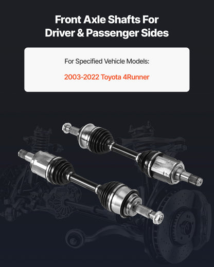 CV Axle Shaft Assembly, 2 Pieces Front Left & Right (Driver and Passenger Side), Automotive Replacement CV Joint Axles Pair Compatible with 2003-2022 Toyota 4Runner, Alloy Steel & Carbon Steel