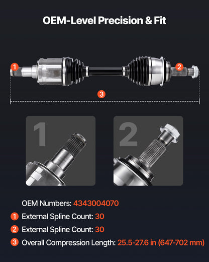 CV Axle Shaft Assembly, 2 Pieces Front Left & Right (Driver and Passenger Side), Automotive Replacement CV Joint Axles Pair Compatible with 2003-2022 Toyota 4Runner, Alloy Steel & Carbon Steel