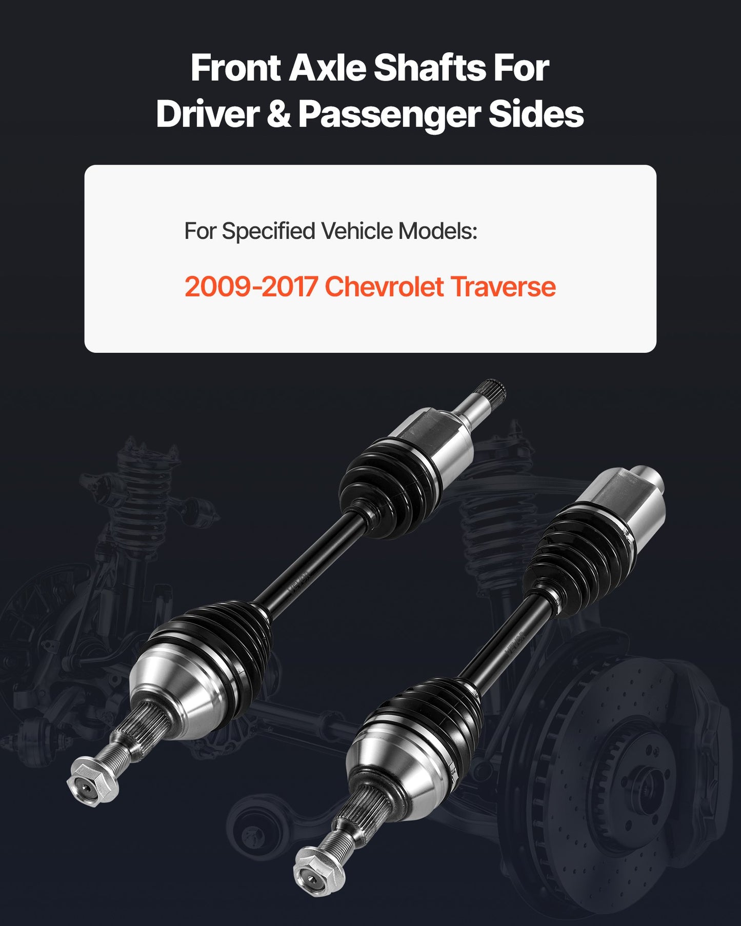 CV Axle Shaft Assembly, 2 Pieces Front Left & Right (Driver and Passenger Side), Automotive Replacement Joint Axles Pair Compatible with 2009-2017 Chevrolet Traverse, Alloy Steel & Carbon Steel