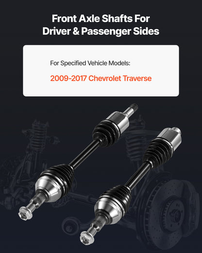 CV Axle Shaft Assembly, 2 Pieces Front Left & Right (Driver and Passenger Side), Automotive Replacement Joint Axles Pair Compatible with 2009-2017 Chevrolet Traverse, Alloy Steel & Carbon Steel