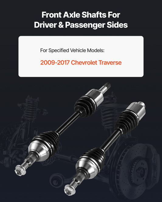 CV Axle Shaft Assembly, 2 Pieces Front Left & Right (Driver and Passenger Side), Automotive Replacement Joint Axles Pair Compatible with 2009-2017 Chevrolet Traverse, Alloy Steel & Carbon Steel