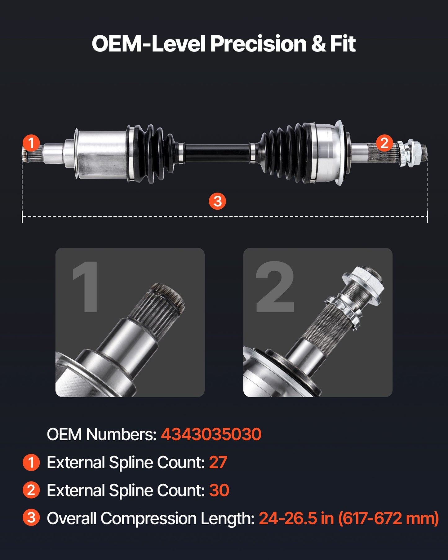 CV Axle Shaft Assembly, 2 Pieces Front Left & Right (Driver and Passenger Side), Automotive Replacement CV Joint Axles Pair Compatible with 1996-2002 Toyota 4Runner, Alloy Steel & Carbon Steel