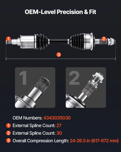 CV Axle Shaft Assembly, 2 Pieces Front Left & Right (Driver and Passenger Side), Automotive Replacement CV Joint Axles Pair Compatible with 1996-2002 Toyota 4Runner, Alloy Steel & Carbon Steel