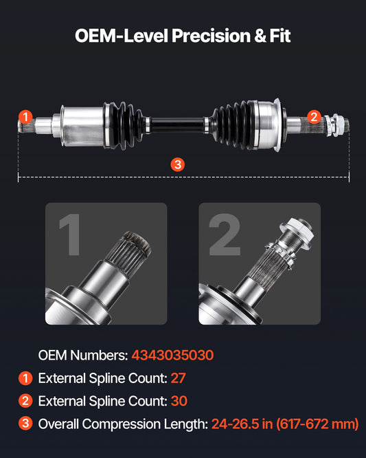 CV Axle Shaft Assembly, 2 Pieces Front Left & Right (Driver and Passenger Side), Automotive Replacement CV Joint Axles Pair Compatible with 1996-2002 Toyota 4Runner, Alloy Steel & Carbon Steel