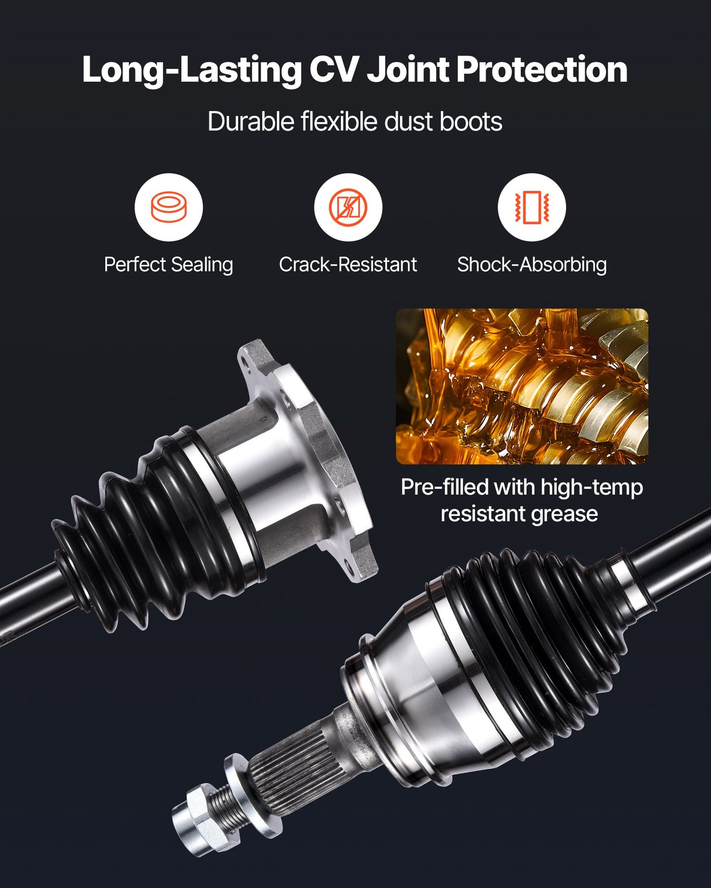 CV Axle Shaft Assembly, 2 Pieces Front Left & Right (Driver and Passenger Side), Automotive Replacement CV Axles Pair Compatible with 2007-2020 Cadillac Escalade, Alloy Steel & Carbon Steel