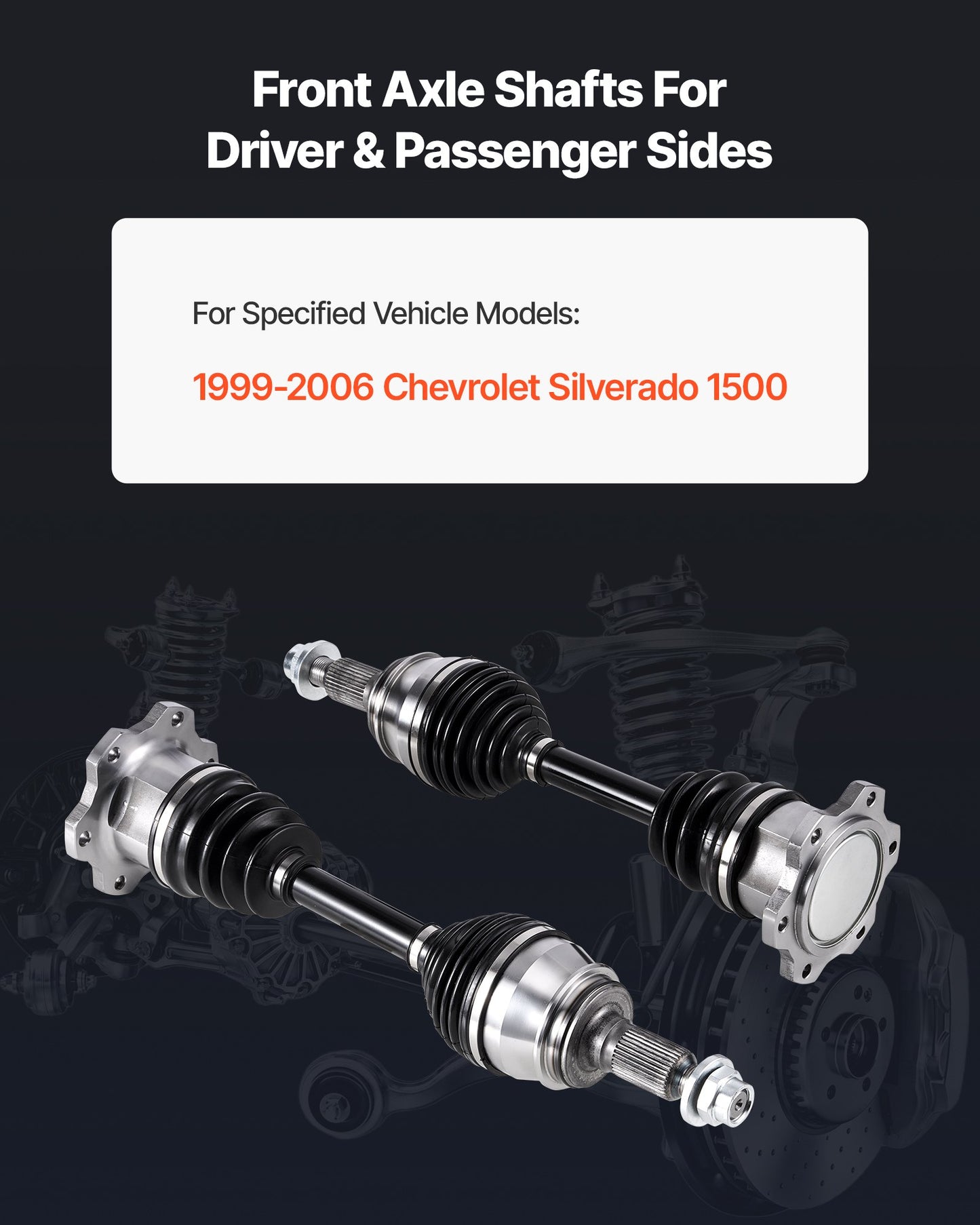 CV Axle Shaft Assembly, 2 Pieces Front Left & Right (Driver and Passenger Side), Automotive Replacement Axles Pair Compatible with 1999-2006 Chevrolet Silverado 1500, Alloy Steel & Carbon Steel