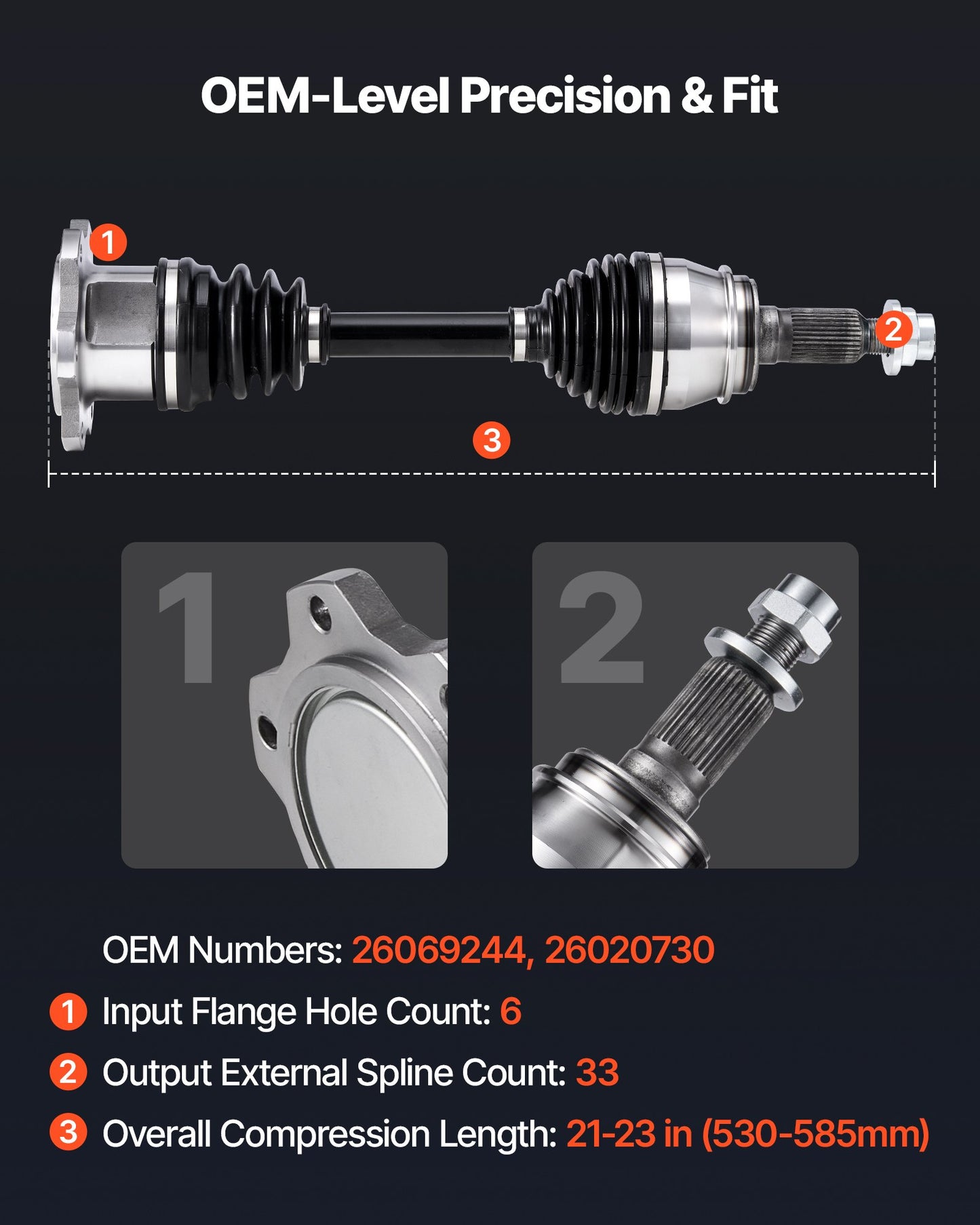 CV Axle Shaft Assembly, 2 Pieces Front Left & Right (Driver and Passenger Side), Automotive Replacement Axles Pair Compatible with 1999-2006 Chevrolet Silverado 1500, Alloy Steel & Carbon Steel