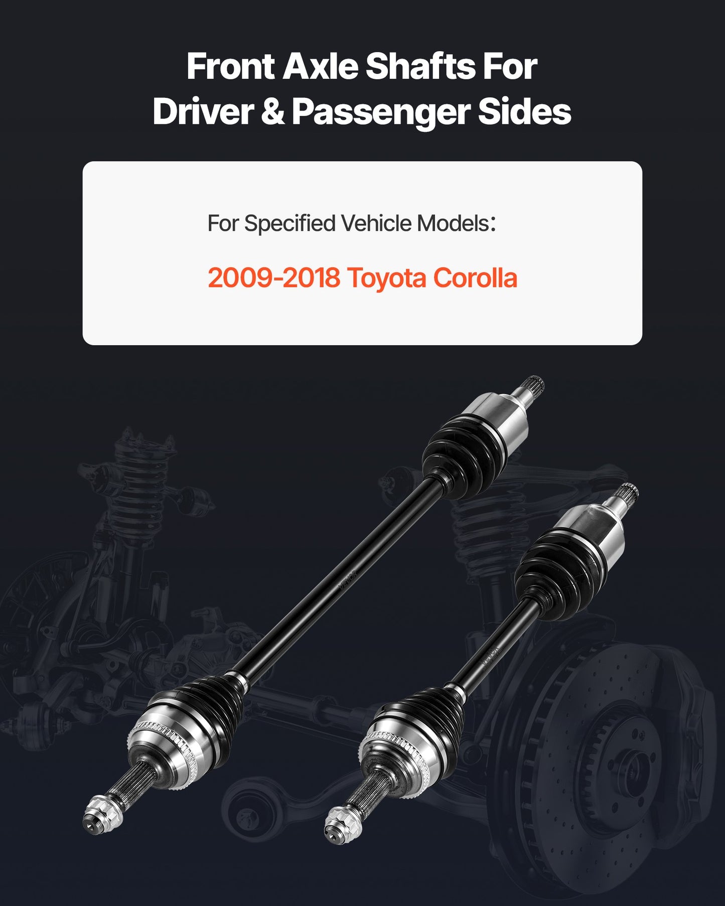 CV Axle Shaft Assembly, 2 Pieces Front Left & Right (Driver and Passenger Side), Automotive Replacement CV Joint Axles Pair Compatible with 2009-2018 Toyota Corolla, Alloy Steel & Carbon Steel