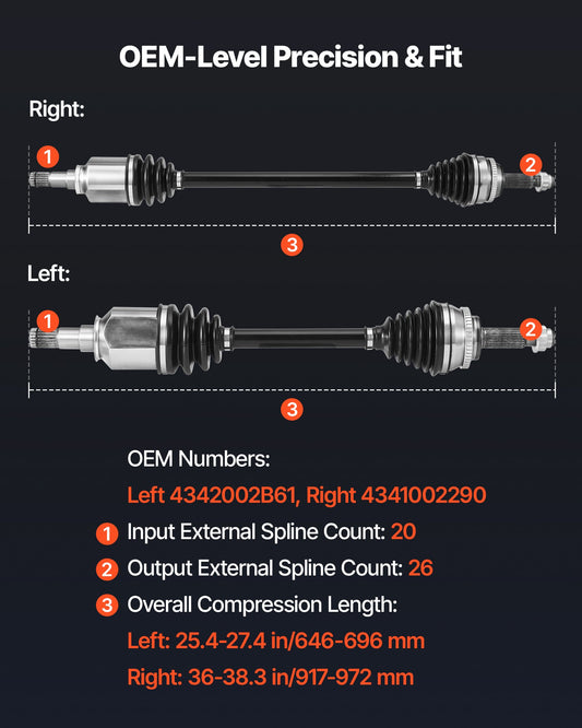 CV Axle Shaft Assembly, 2 Pieces Front Left & Right (Driver and Passenger Side), Automotive Replacement CV Joint Axles Pair Compatible with 2009-2018 Toyota Corolla, Alloy Steel & Carbon Steel