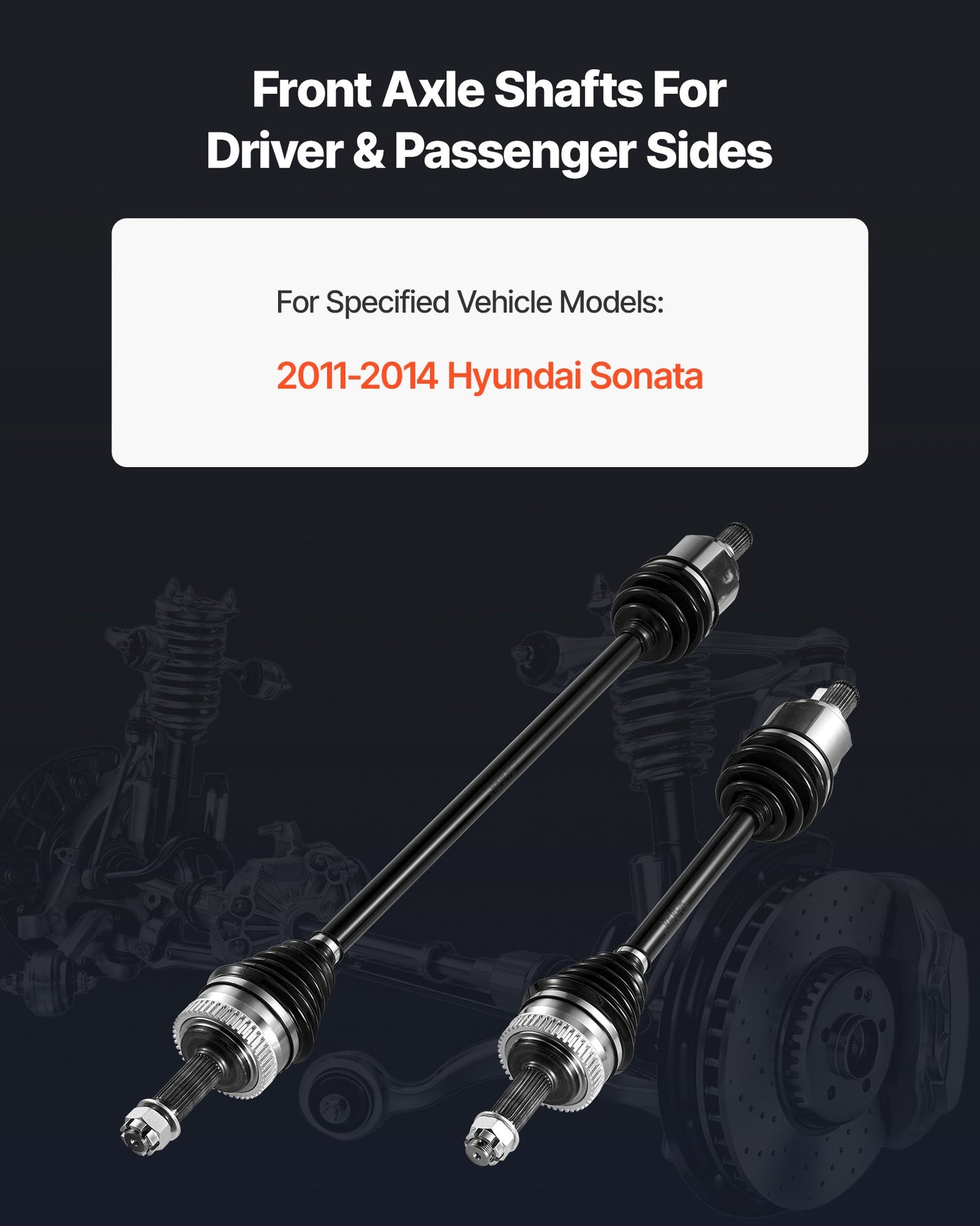 CV Axle Shaft Assembly, 2 Pieces Front Left & Right (Driver and Passenger Side), Automotive Replacement CV Joint Axles Pair Compatible with 2011-2014 Hyundai Sonata, Alloy Steel & Carbon Steel