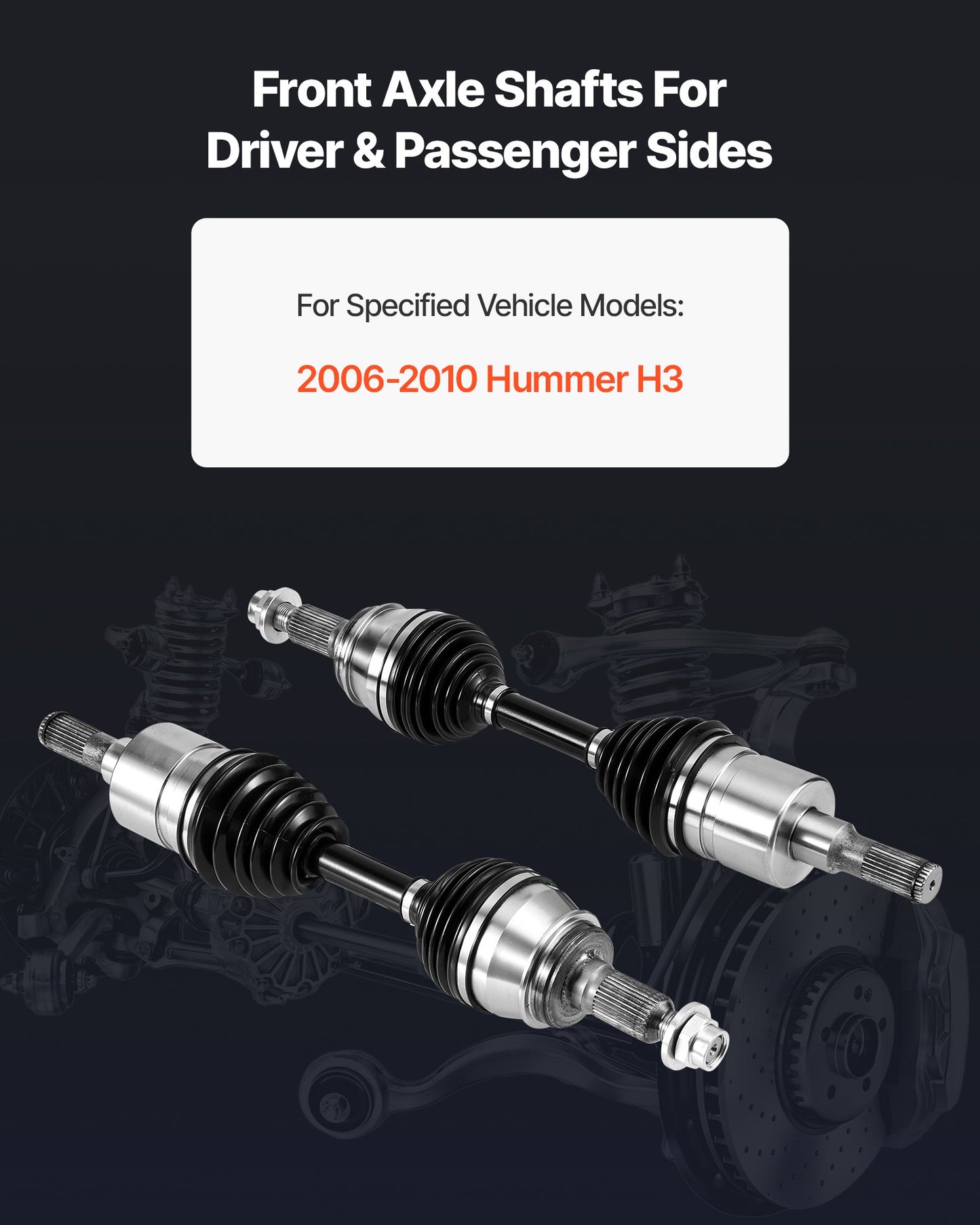 CV Axle Shaft Assembly, 2 Pieces Front Left & Right Side (Driver and Passenger Side), Automotive Replacement CV Joint Axles Pair Compatible with 2006-2010 Hummer H3, Alloy Steel & Carbon Steel