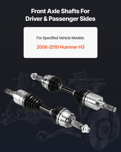 CV Axle Shaft Assembly, 2 Pieces Front Left & Right Side (Driver and Passenger Side), Automotive Replacement CV Joint Axles Pair Compatible with 2006-2010 Hummer H3, Alloy Steel & Carbon Steel